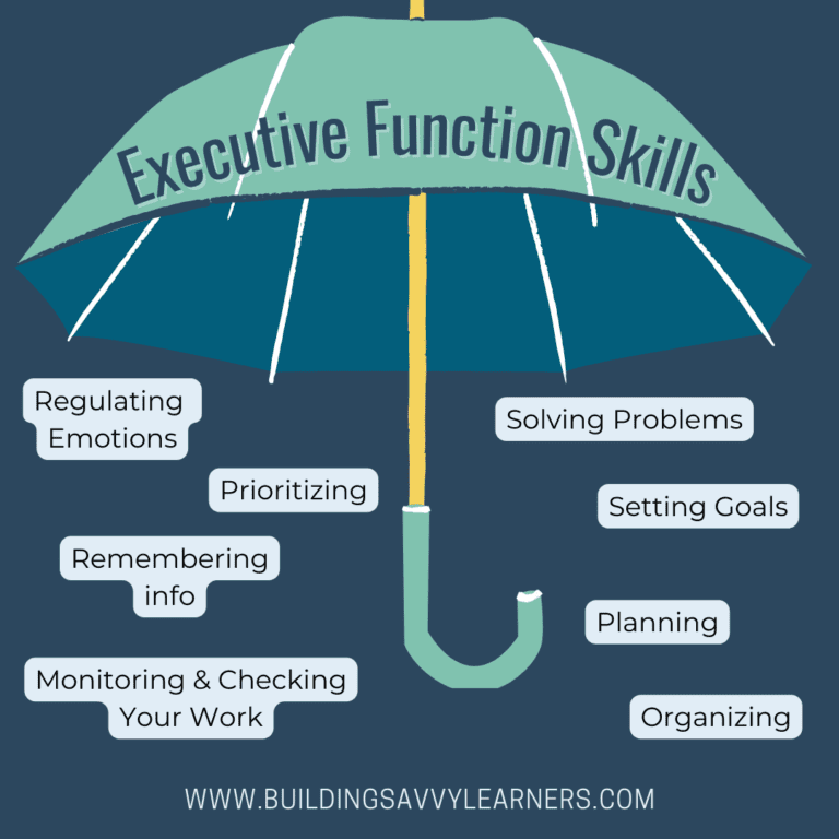 Executive function is an umbrella term that includes several skills.