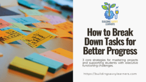 Blog cover for article on how to break down tasks for students